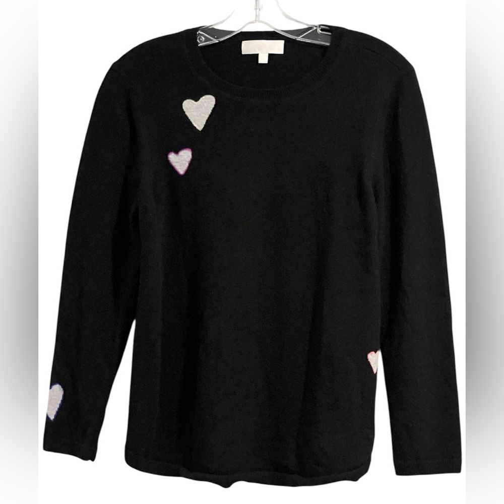 Lisa Todd Electric Feel Black Cashmere Heart Sweater Size M/L